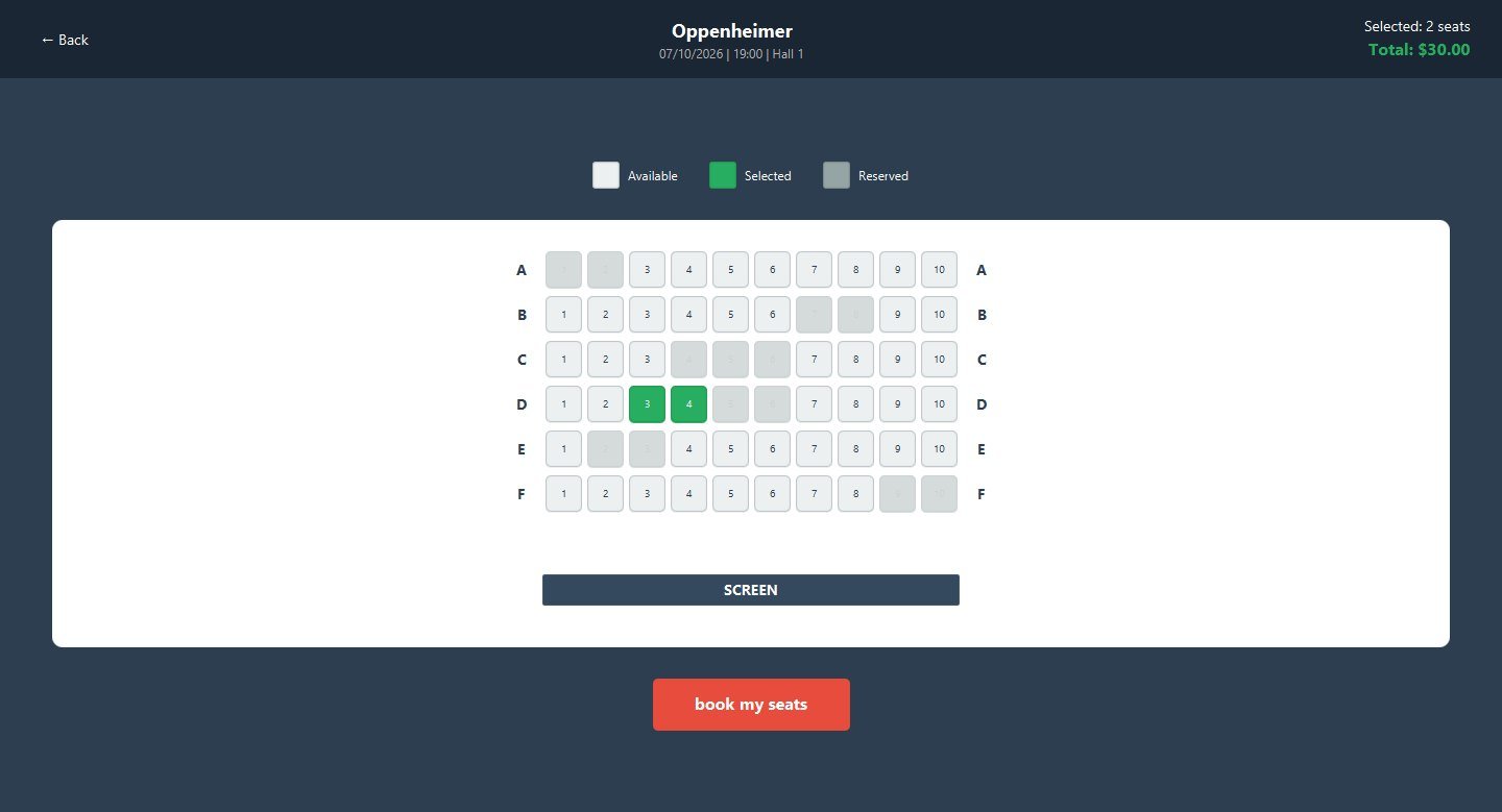 Cinema Management System seat selection