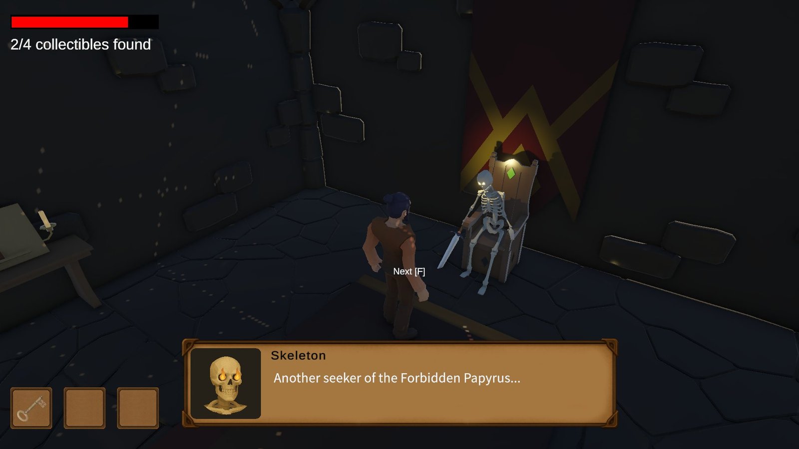 The Forbidden Papyrus: dialogue with the skeleton guardian