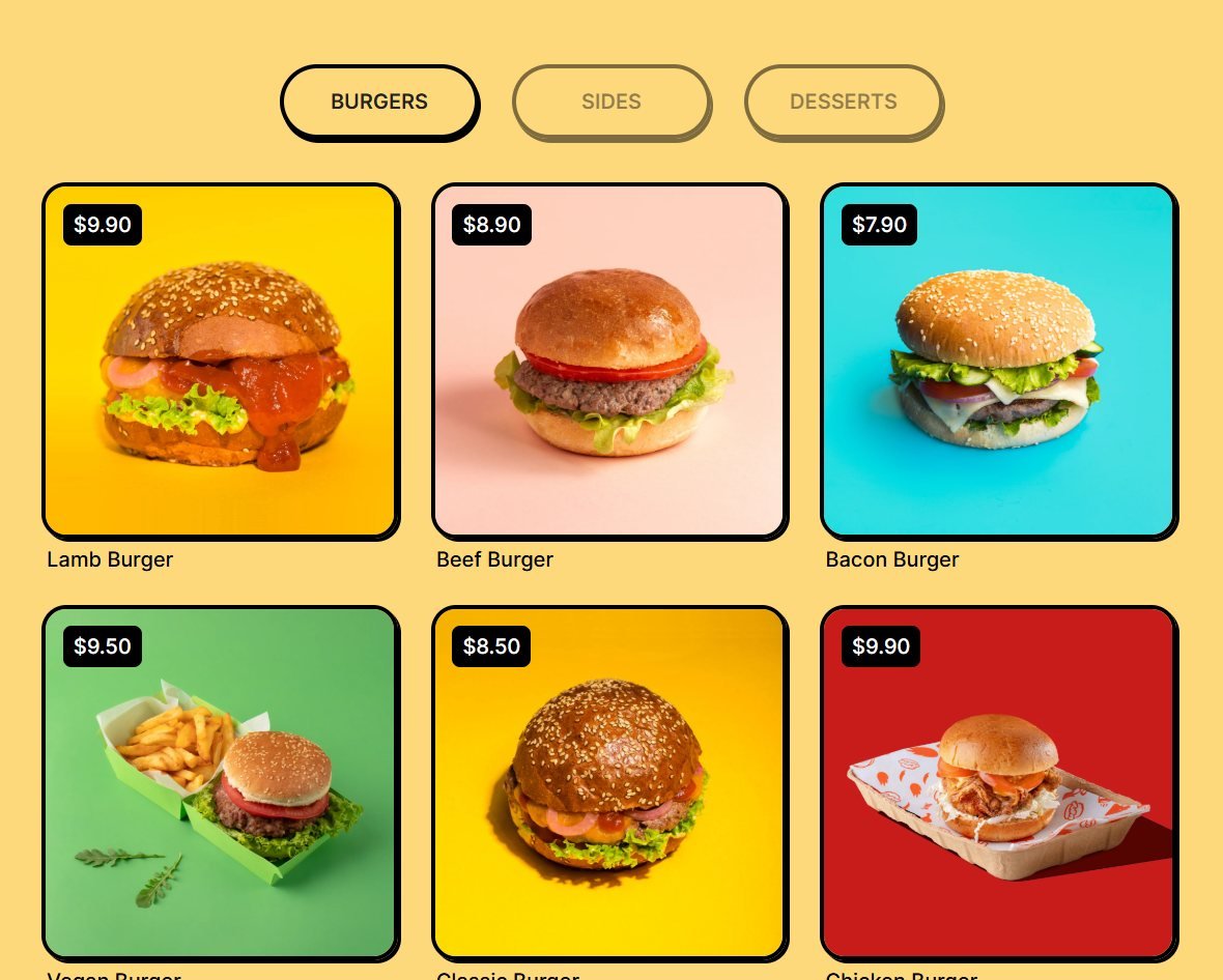 Munchly menu with burgers and prices