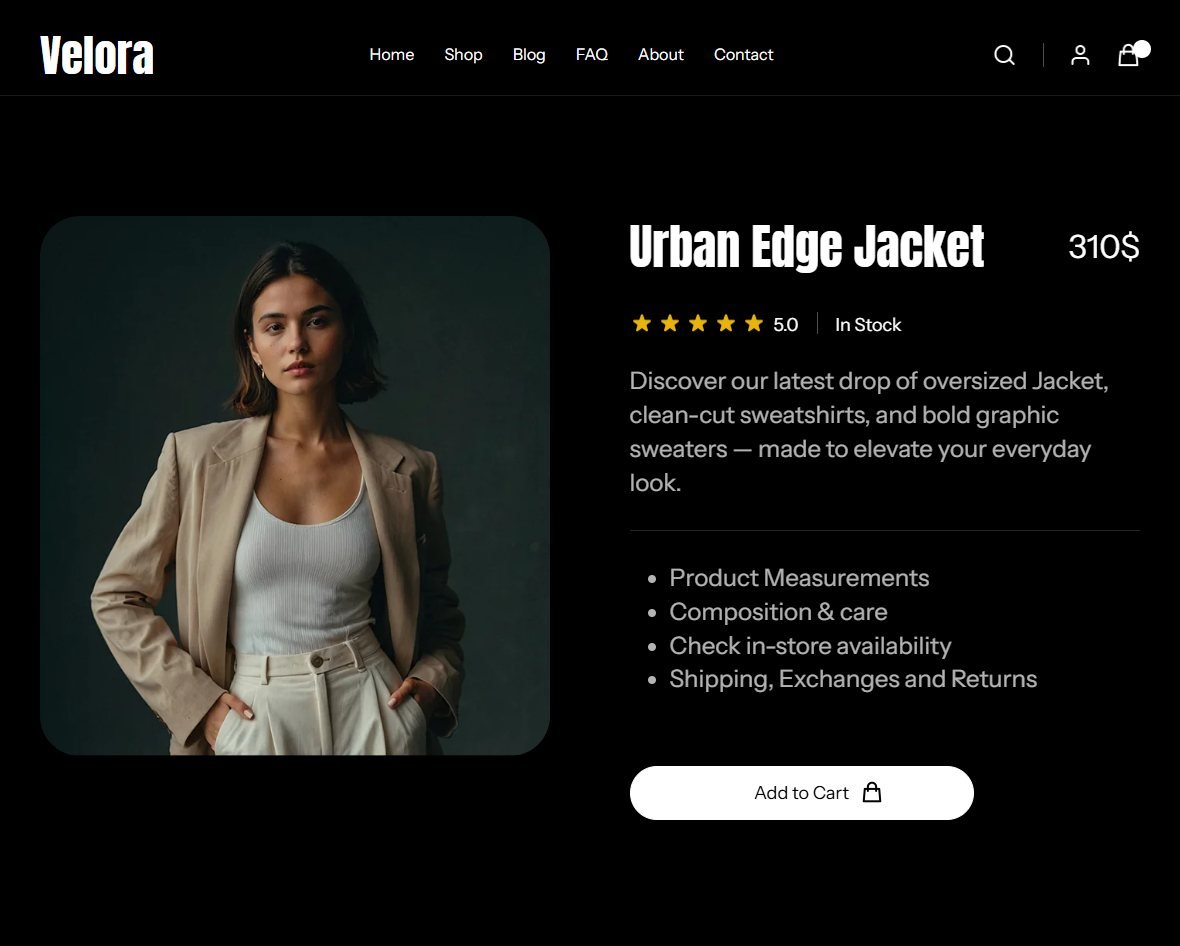 Velora product page
